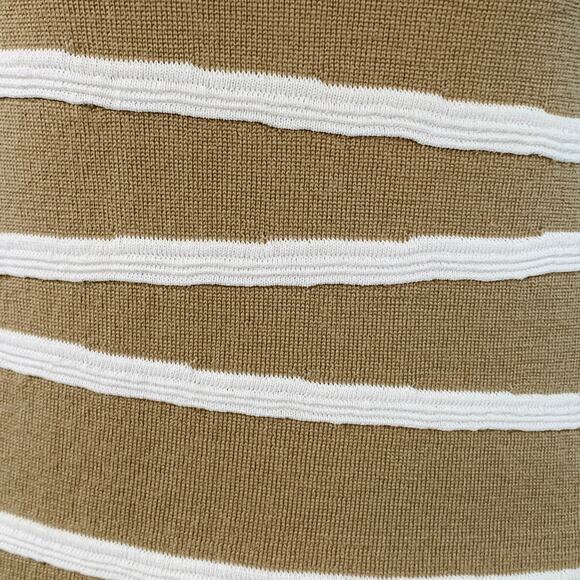 Size S Beige White Merino Wool Blend Textured Stripe Sleeveless Casual Top - Picture 2 of 10